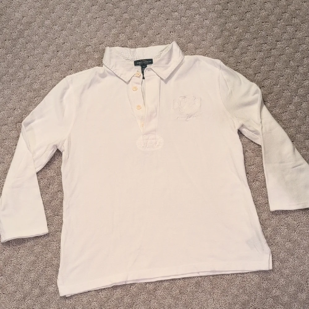 Ralph Lauren Cream Long Sleeve Polo - Picture 1 of 13